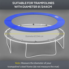 ⌀8ft Trampoline Pad ⌀96" Spring Safety Replacement Gym Bounce Jump Cover EPE Foam, No Holes for Pole, Blue
