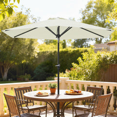 Patio Sun Umbrella, Outdoor Parasol with 6 Ribs, Khaki