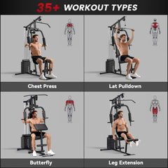 Home Gym Equipment, Multifunction Workout Machine with 99lbs Weight Stack for Back, Chest, Arm, Legs, and Full Body Workout