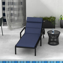 Patio Chaise Lounge Chair Cushion Replacement Sun Lounger Pads with Headrest and Ties, Beige