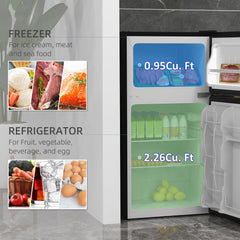 3.2 Cu Ft Compact Refrigerator, Mini Fridge with Freezer, Adjustable Shelves and Reversible Doors for Bedroom, Black