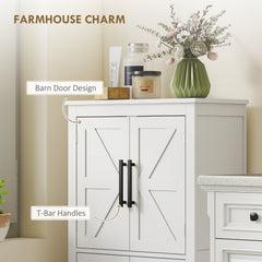 Farmhouse Bathroom Storage Cabinet, Bathroom Floor Cabinet with Barn Doors and Adjustable Shelf, Black
