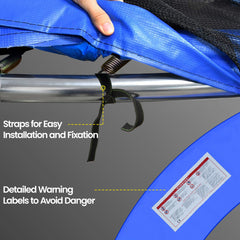 Trampoline Pad, 14FT Replacement Trampoline Safety Pad Mat Spring Cover, Water-Resistant, UV-Resistant, Tear-Resistant, No Holes for Pole, Blue