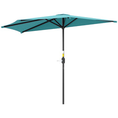 9.8ft Half Umbrella Semi Round Patio Parasol with Crank Handle, Top Vent for Garden, Balcony- NO BASE INCLUDED, Green