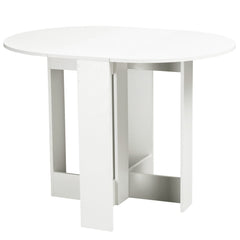 Folding Dining Table, 41" Drop Leaf Table for Small Spaces, Oval Foldable Table for Kitchen, Dining Room, White
