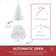 4ft Artificial Christmas Tree with Pine Realistic Branches, Auto Open, for Indoor Decoration, White