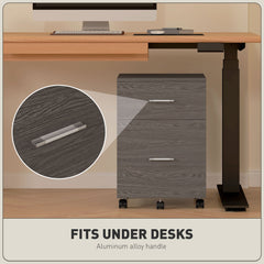 Mobile Filing Cabinet, Vertical File Cabinet with 2 Drawers, Wheels, for Letter or A4 File, Natural