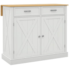Kitchen Island with Drop Leaf, Rolling Kitchen Cart with 2 Drawers, Adjustable Shelves and Wood Countertop, Black