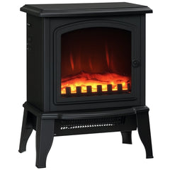 Electric Fireplace Heater, Freestanding Fireplace Stove with Realistic Flame Effect, Overheat Safety Protection, 750W/1500W, Black