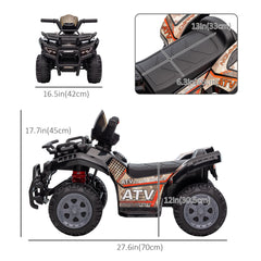 Kids Ride-on ATV Quad Bike Four Wheeler Car with Music, 6V Battery Powered Motorcycle for 18-36 Months, Black