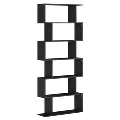 Wooden S Shape Bookcase 6 Shelves Storage Display Home Office Furniture