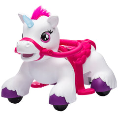 12V Unicorn Ride on Toy, Battery Powered Kids Electric Ride on Horse with Carrot Toy, Comb, Animal Sounds