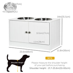 Elevated Dog Bowls for Large Dogs Pet Feeding Station with Stand, Storage, 2 Stainless Steel Food and Water Bowls, Black, 23.6" x 11.8" x 14"