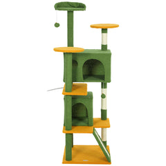 54" Cat Tree, Multi-Level Cat Tower with Scratching Posts, Cat Condos, Bed, Platforms, Ramp, Toy Ball, Beige