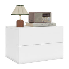 Floating Nightstand with 2 Storage Drawers Wall Mounted for Bedroom-White