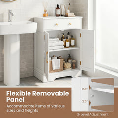 Floor Storage Cabinet with Doors Modern Buffet Sideboard with Drawer and Adjustable Shelf-White