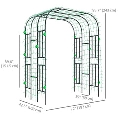 Arched Garden Trellis, 8 FT Tall Metal Plant Trellis Support with Trellis Netting for Climbing Plants