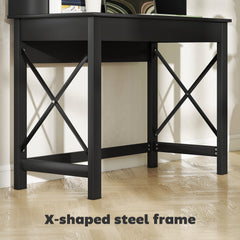 Computer Desk with Hutch, Home Office Table with Storage Shelves and Open Compartments for Writing, Work, Brown