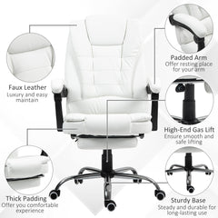 Ergonomic Office Chair with Back Support, PU leather Executive Office Chair with High Back, Retractable Footrest, Black