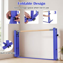 Foldable Gymnastics Bar for Kids with 3-Level Adjustable Heights-Purple