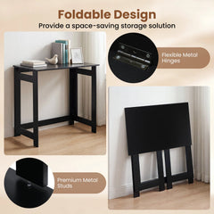 Folding Console Table with Foldable Legs-Black
