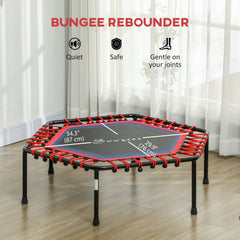 45" Rebounder Trampoline for Adult, Quiet Bungee Rebounder with LED Lights Remote Control, Red