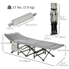 Folding Camping Cot with Mat & Pillow, Double Layer Oxford Heavy Duty Sleeping Cot with Carry Bag Blue