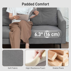 2 Seater Sofa, Small Modern Couch with High-Resilience Foam, Thicken Padding, Button Tufted, Cream White