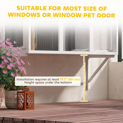 Wooden Catio Outdoor, Cat Window Box Enclosure for 2-3 Large Cats with 2 Jumping Platforms & Scratching Post, Grey