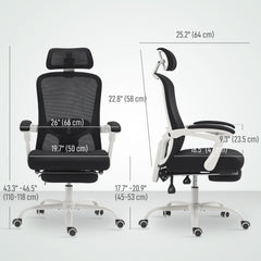 Ergonomic Office Chair, Mesh Reclining Desk Chair with Adjustable Lumbar Support, Headrest, Beige