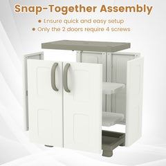 Freestanding Buffet Cabinet Sideboard with 2 Doors and Adjustable Shelves for Kitchen and Garage-Beige