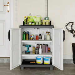 Freestanding Buffet Cabinet Sideboard with 2 Doors and Adjustable Shelves for Kitchen and Garage-Gray