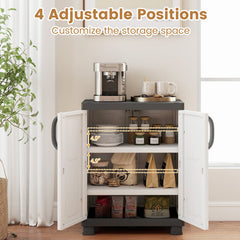 Freestanding Buffet Cabinet Sideboard with 2 Doors and Adjustable Shelves for Kitchen and Garage-Gray