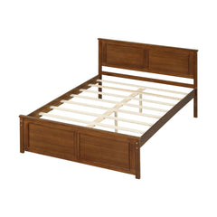 Full Size Solid Wood Farmhouse Bed Frame with Panelled Headboard and Footboard, 600 lb Capacity