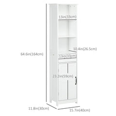 Modern Bathroom Cabinet, Narrow Bathroom Vanities with 3 Open Shelves, Drawer and Adjustable Shelf, White