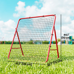 Soccer 5 Angles Adjustable Soccer Rebounder Net, Multi-Sport Training Bounce Back Net, Red