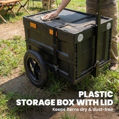 Bike Trailer with Foldable Storage Box and Lid, Quick Release Wheels, Reflective Stickers, Safety Flag