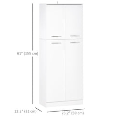 61" Pantry Cabinet, Kitchen Pantry Storage Cabinet with 2 Doors and Adjustable Shelves, Freestanding Storage Cabinet
