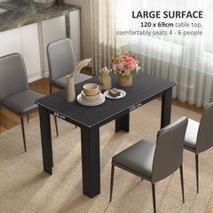 47" Kitchen Table for 4-6 People, Dining Table with Wood Effect for Dining Room, Black