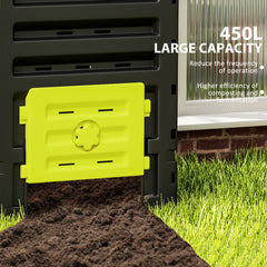 Compost Bin, Garden Composter with 80 Vents and 2 Doors, 120 Gallon (450L), Brown