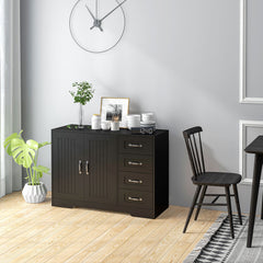 Modern Sideboard Buffet Cabinet with Drawers and Beadboard Door Cupboard Kitchen Storage Cabinet White