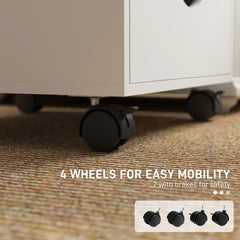File Cabinet with 5 Drawer Wheels, 15.7" x 15.7" x 26.4", Black