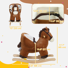 Baby Rocking Horse, Plush Animal Rocker for Toddlers Aged 18-36 Months with Sounds, Seat Belt