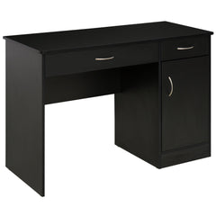 Computer Desk with Storage Drawers, Study Writing Table with Cabinet Adjustable Shelf for Home Office Workstation Bedroom, Black