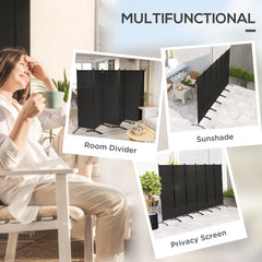 6 Panel Folding Room Divider, UV30+ Privacy Screen, Indoor Outdoor Privacy Panel with Stable Base, Beige