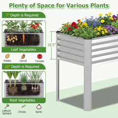 Galvanized Raised Garden Bed with Legs 46 inches x 24 inches x 31 inches Metal Elevated Planter Box-Silver