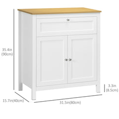 Sideboard Cabinet, Buffet Table with Drawer, Double Door Cupboard and Adjustable Shelf for Living Room, Entryway, White