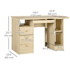 Computer Desk with Storage, Home Office Laptop Table with Shelves and Drawers, Modern Workstation Desk with Keyboard Tray for Study, Living Room, Black
