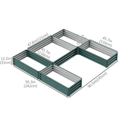 Steel Raised Garden Bed, Set of 5 Large Box Planters for Outdoor Plants Vegetables Flowers Herbs, 8x8x1ft, Black