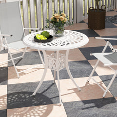 30-inch Round Patio Dining Table with Umbrella Hole Cast Aluminium Outdoor Bistro Table, Brown